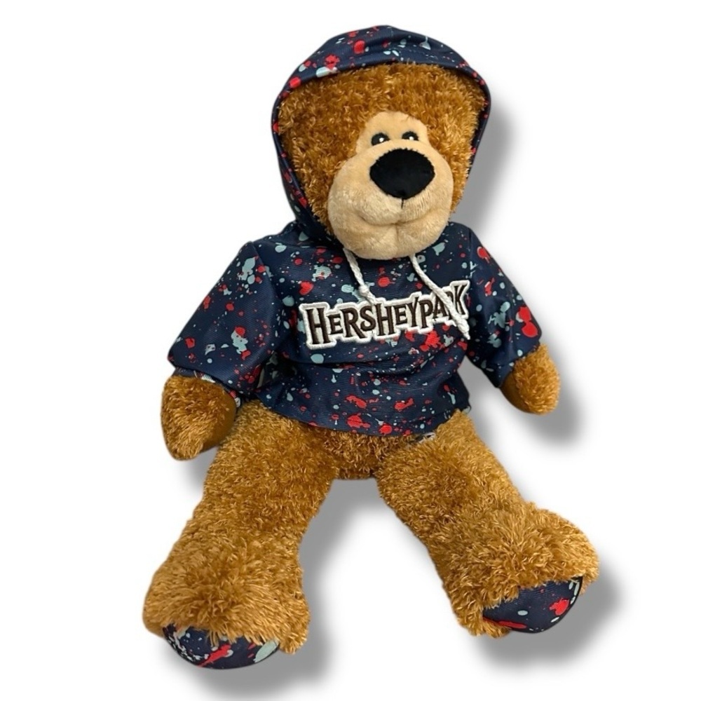 Hershey Park PA Plush Brown Teddy Bear With Hoodie 18” 2010 Authentic